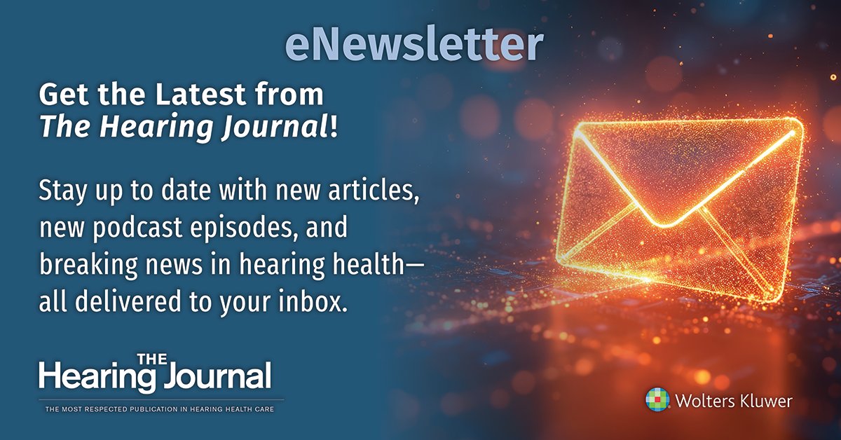 HearingJournal's tweet image. Get the latest in hearing care! Sign up for The Hearing Journal eNewsletter for expert insights &amp;amp; updates in audiology. #AuDpeeps #Audiology #HearingHealth

👉 ow.ly/CowT50YL9si