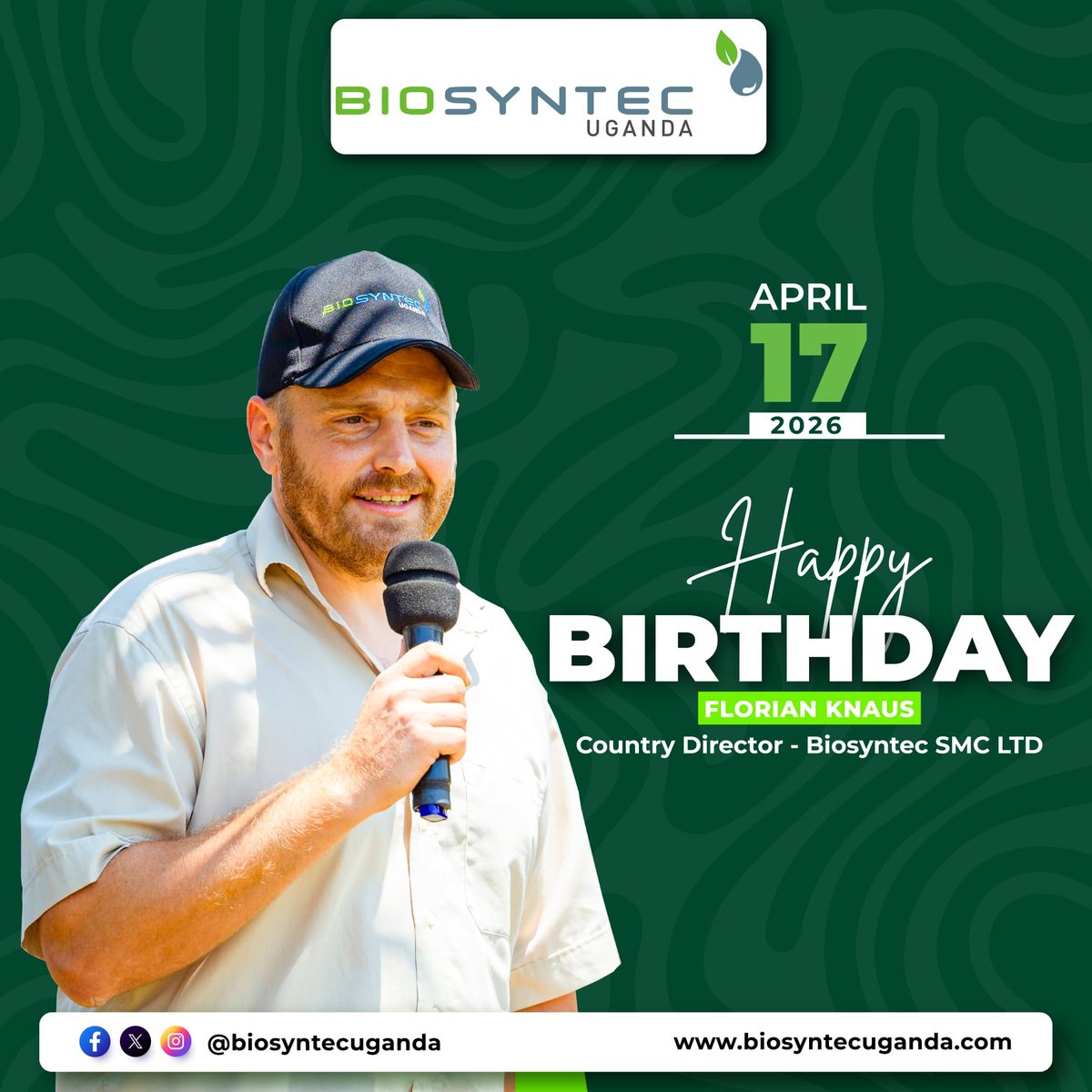 biosyntecuganda's tweet photo. Join us in wishing our Country Director a very Happy Birthday! 🎉 

Your vision, leadership &amp; dedication drive Biosyntec Uganda forward every day. Here’s to another year of impact, growth, and success.

#HappyBirthday #BiosyntecUganda #Leadership #TeamBiosyntec #MadeInUganda https://t.co/JMWqTL8okm