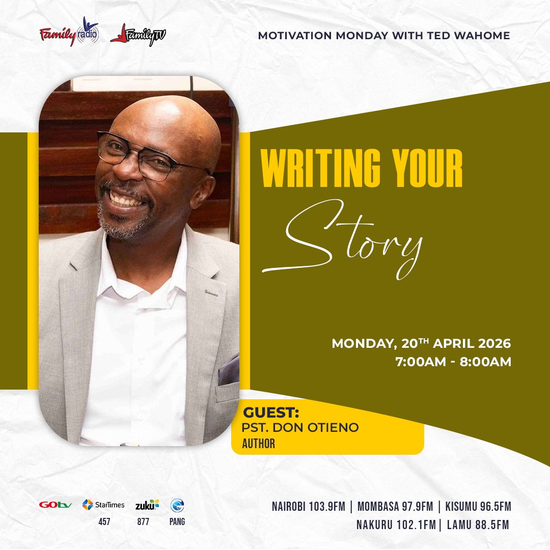 FamilyMediaTV's tweet image. Stay tuned for this uplifting conversation on Motivation Monday.

Tune in to Family TV, Family Radio and watch the interview on our YouTube channel.

Don't Miss!

#MotivationMonday #FamilyMediaKE