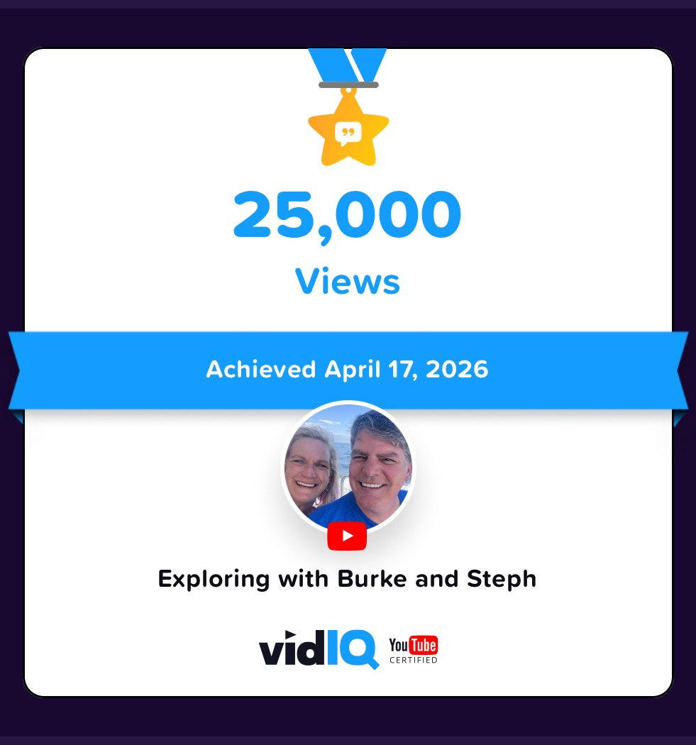 BurkeM's tweet photo. 🏆 My YouTube channel achieved 25,000 views on 17th April 2026! Track and celebrate your own success today for free with @vidIQ https://t.co/PwRKAwFj1L https://t.co/YhFHIp2LbN