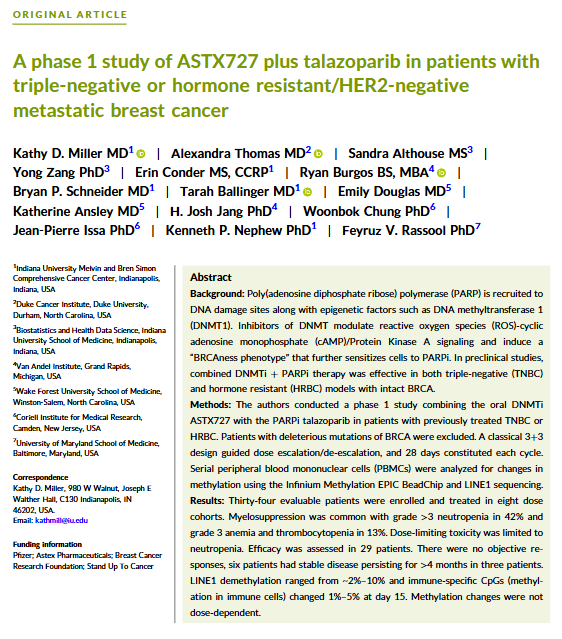JournalCancer's tweet image. Just in time for #AACR26 | In the 1st #ClinicalTrial combining talazoparib and ASTX727, the combination was well tolerated and had signs of biologic and clinical activity in patients with non-mutated BRCA.

Available #OpenAccess 🔓 acsjournals.onlinelibrary.wiley.com/doi/10.1002/cn…

@OncoAlert #BCSM
