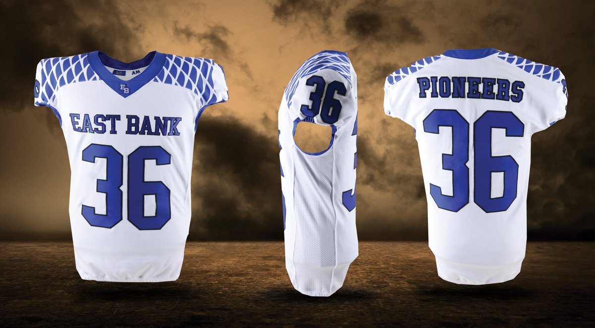 GARBATHLETICS's tweet image. East Bank Pioneers Football custom jersey created by Garb Athletics! #GarbAthletics #CustomJersey