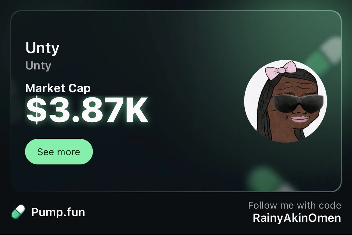 Untymeme's tweet photo. closing in on 4k mc 👀

12 holders… road to 25 starts now

still early
still quiet… for now 🤫

$UNTY about to wake up 🚀

#UNTY #memecoin #solana #crypto #degen #pumpfun #early #100x https://t.co/B877i0gOrq