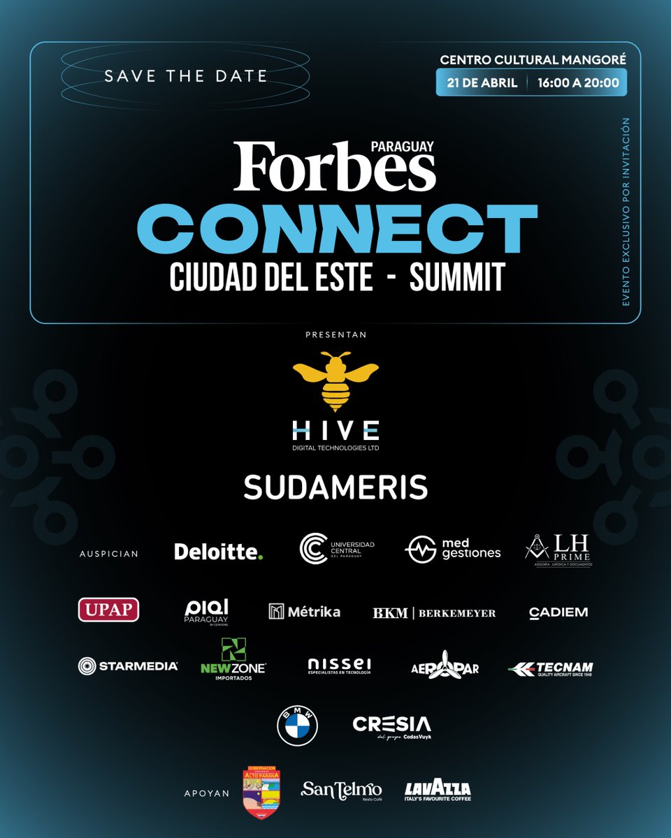 ForbesParaguay's tweet image. #SUMMIT | Forbes Paraguay Connect Summit Ciudad del Este

Un espacio de encuentro para líderes empresariales, referentes del sector productivo y protagonistas del ecosistema de negocios. Se analizarán las oportunidades, desafíos y tendencias que impulsan el desarrollo económico y