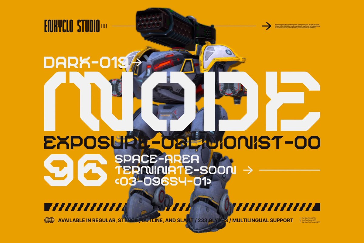 PixelBuddha's tweet image. ROBMAX-36 - Futuristic Techno Display Font: goo.su/XW1kE

Presents blocky, segmented letterforms with sharp cuts and mechanical joints that echo industrial and mecha design.

#pixelbuddha #fonts #typography #scifi #design #typeface #graphicsdesign #font