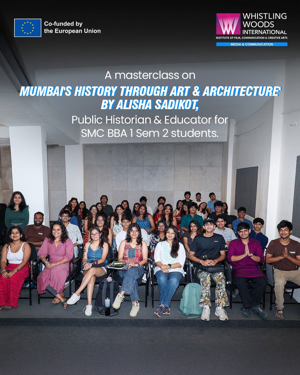Whistling_Woods's tweet image. Last month, our BBA Media &amp;amp; Communication students had the privilege of exploring Mumbai with esteemed public historian and educator Alisha Sadikot for a masterclass on ‘Mumbai’s History Through Art &amp;amp; Architecture.’

#whistlingwoodsinternational #dowhatyoulove #mumbai