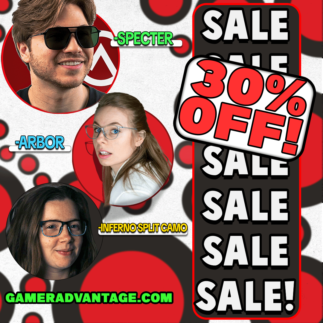 GamerAdvantage's tweet photo. IF you've ever wanted to try out glasses😎🤓, heres the perfect time 😄

FOR a limited time were putting 3 of our frames 30% off, this includes: SPECTER, ARBOR &amp; INFERNO. https://t.co/HXRXL6PT01