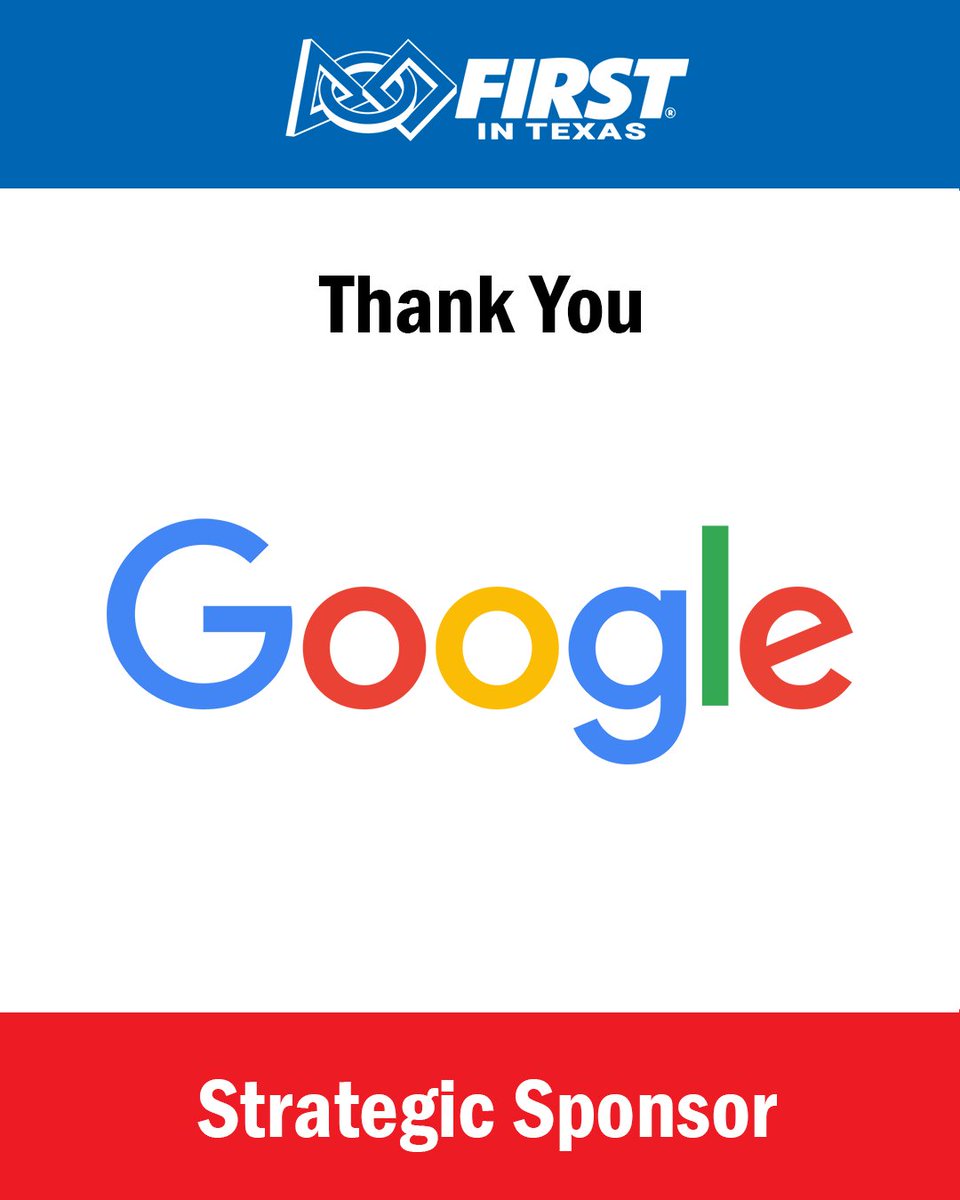 FIRSTinTexas's tweet image. Thank you Google!  Your strategic sponsorship is appreciated! #google #firstintexas #frc #firstroboticscompetition