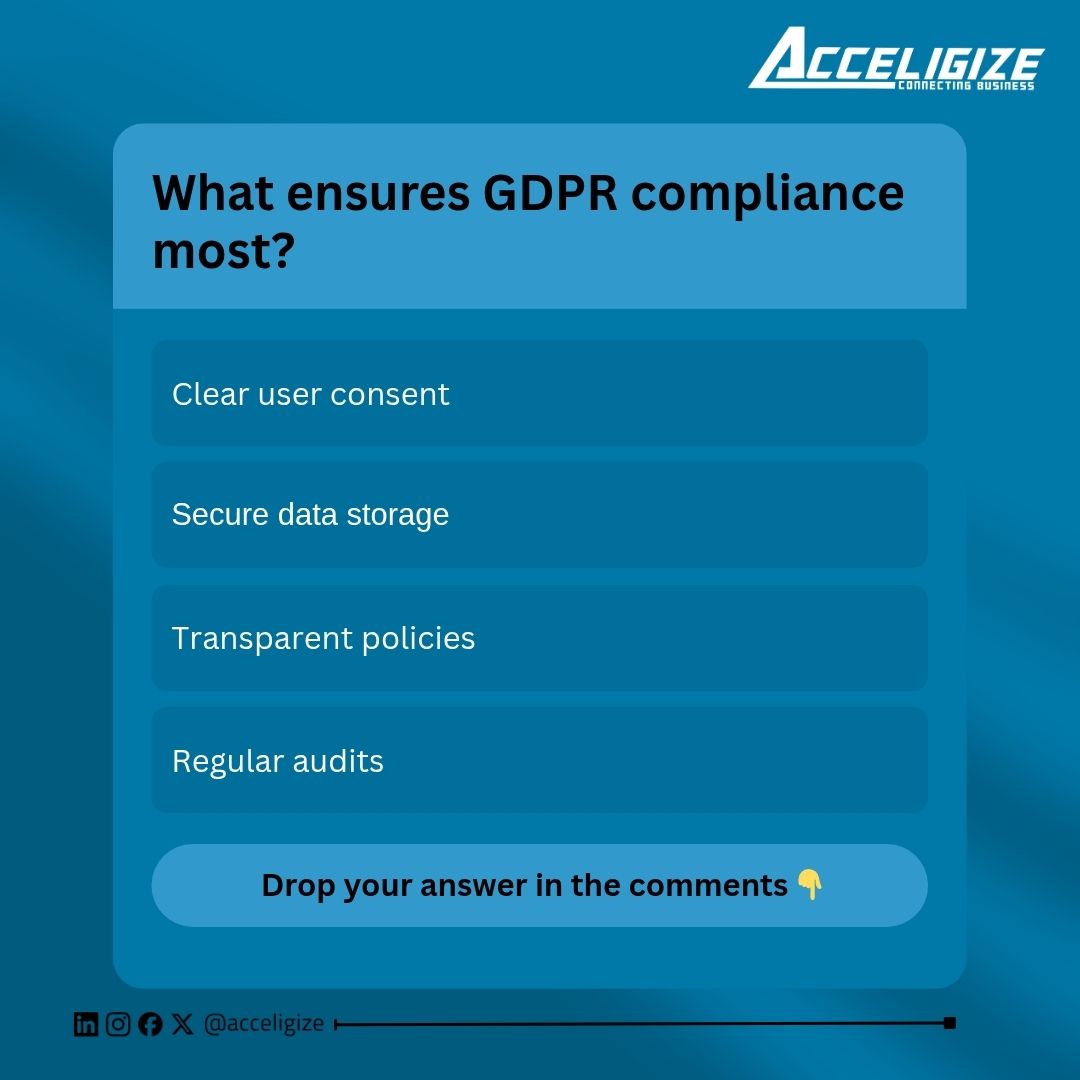 acceligize's tweet image. GDPR compliance is essential for ethical B2B lead generation. Consent, transparency, and secure data handling build long-term trust.

What matters most in staying compliant?

Vote now!

#GDPR #DataPrivacy #B2BMarketing #LeadGeneration #Acceligize