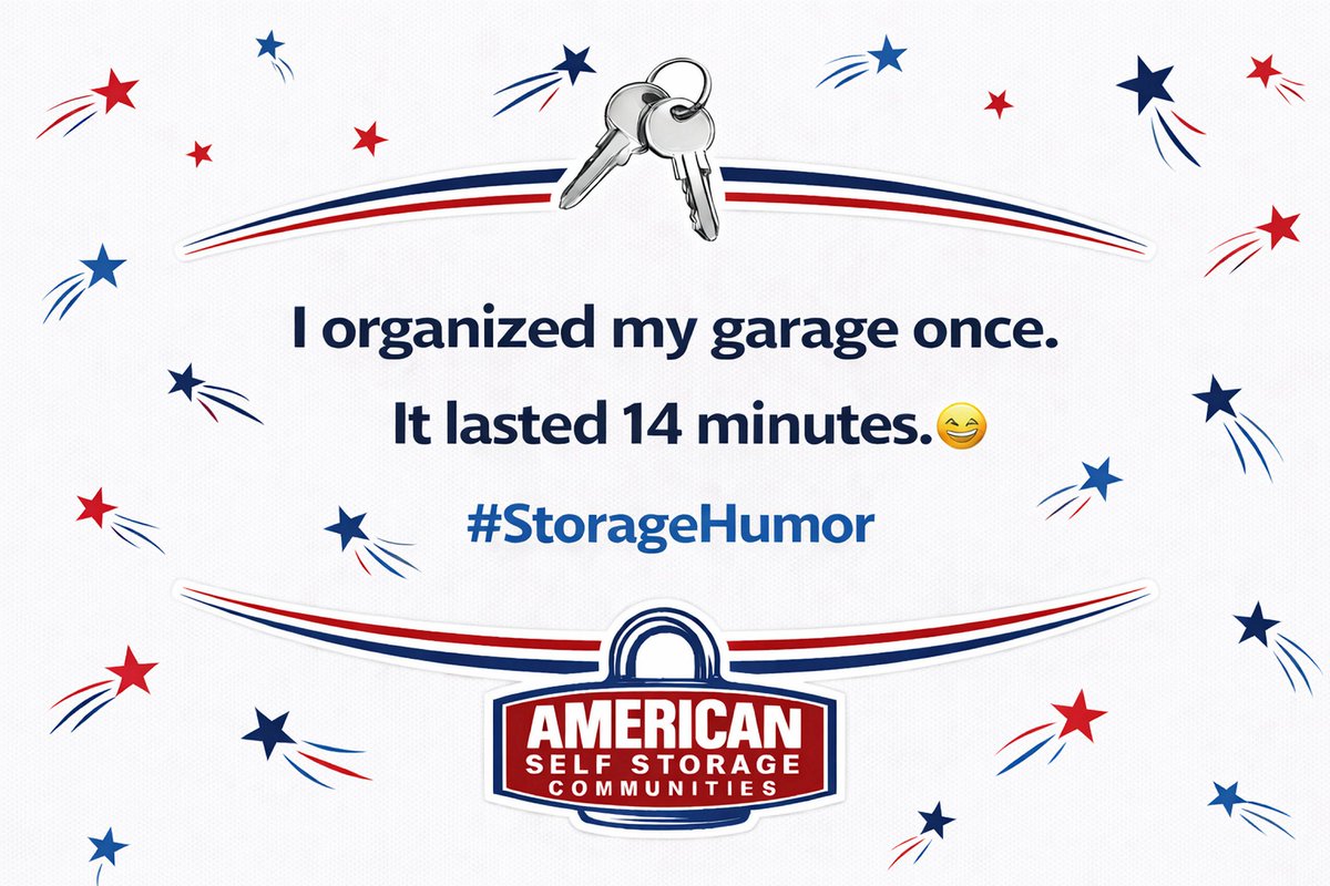 WanamakerSS's tweet photo. I organized my garage once. It lasted 14 minutes. 😁
#StorageHumor https://t.co/Jap4iLPX7I