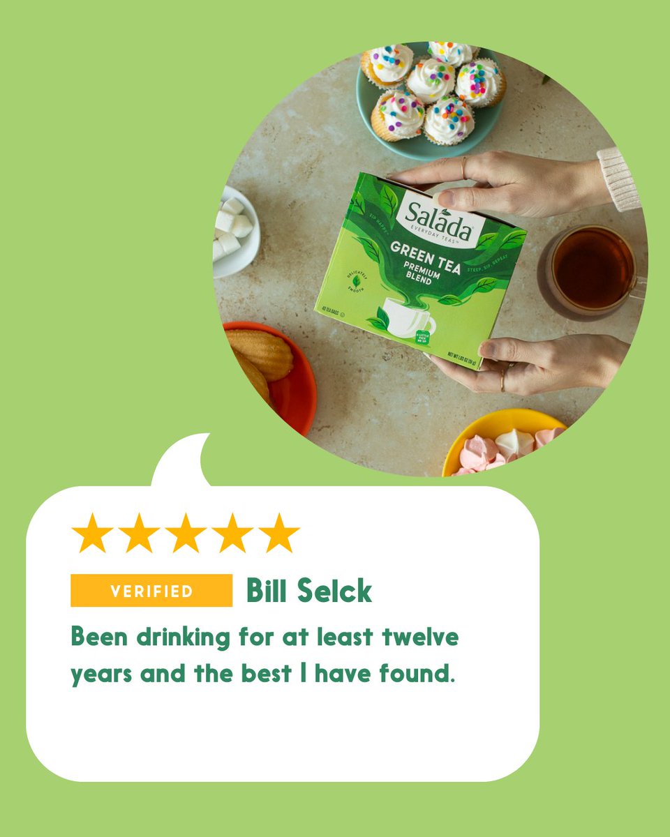 SaladaTea's tweet photo. A classic green tea you can rely on.
Loved and trusted by Bill for over twelve years, and by generations since Salada was founded in 1892. https://t.co/Yavm3Kahbi