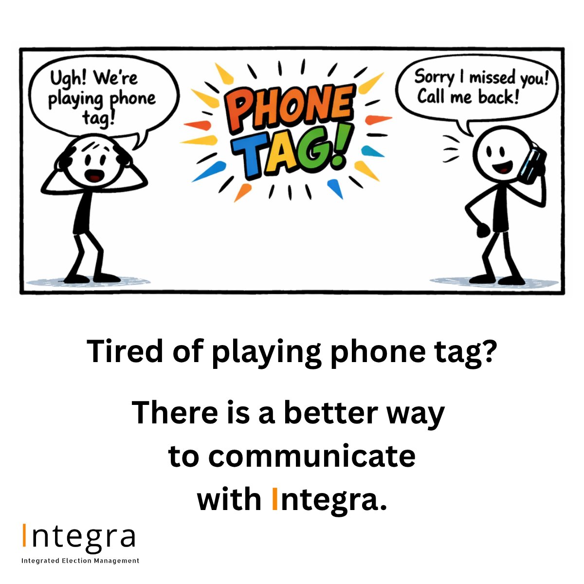 Soch_Inc's tweet image. Call. Voicemail. Callback. Repeat. 
If scheduling poll workers feels like an endless game of phone tag… you’re not alone.
Integra helps you break the cycle with streamlined, real time communication tools. Ready to hang up on the chaos? Let’s talk. 😀 #SochInc #Integra #Elections
