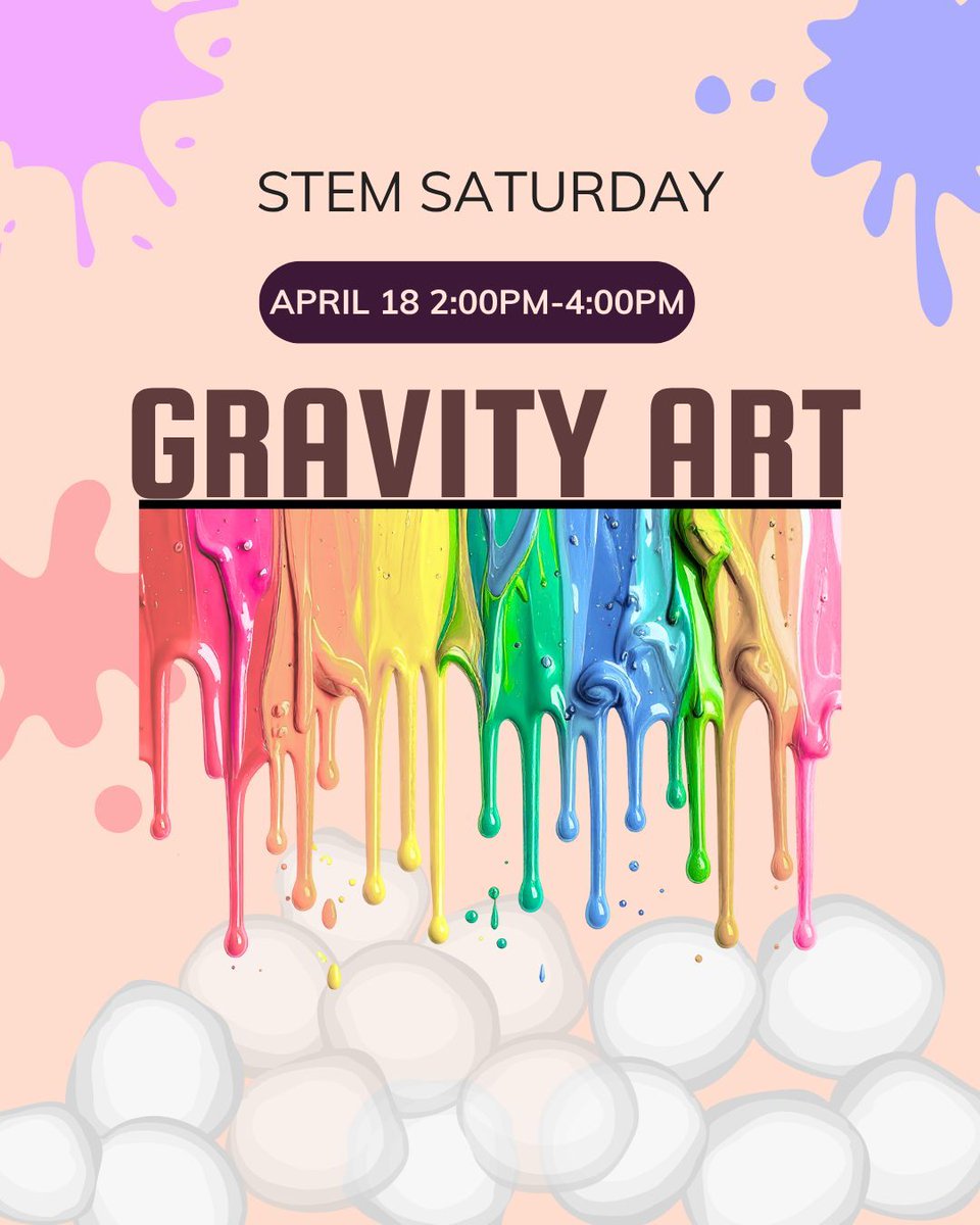 Join us this Saturday any time between 2:00 and 4:00 for a gravity-defining craft. Participants of all ages will find out how a rain cloud works while making cool art!