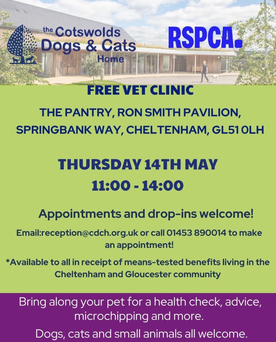 cotsdogscats's tweet image. We’re here to help your pets stay happy and healthy 🐾

Join us at The Cotswolds Dogs &amp;amp; Cats Home for our FREE Vet Clinic, offering health checks, expert advice, microchipping, and more.

✨ No appointment needed – just drop in!

#VetCare #CommunitySupport #CotsDogsCats
