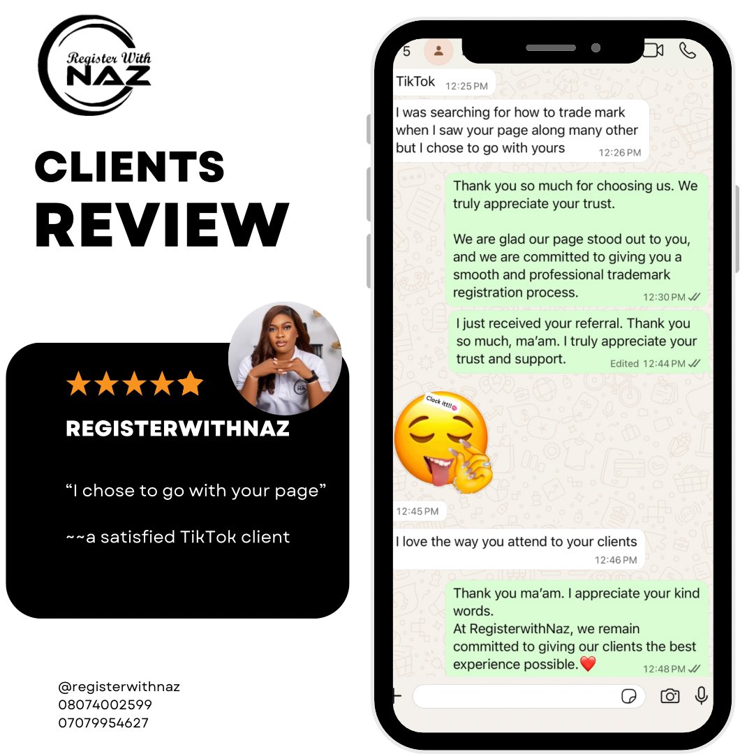registerwithnaz's tweet image. TikTok Satisfied Client🎉

We don’t take your trust for granted🤍 

From discovering us on TikTok to choosing us among many, we are truly grateful.
Every message, every referral, every kind word means a lot to us.

Thank you for choosing us. We will always show up for you✨

#cac