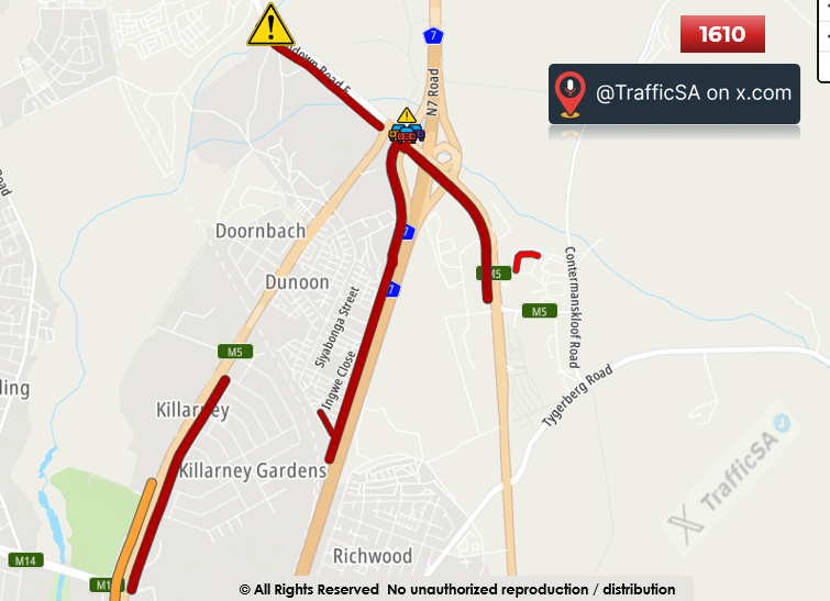 TrafficSA's tweet image. Cape Town - Dunoon: #Flooding