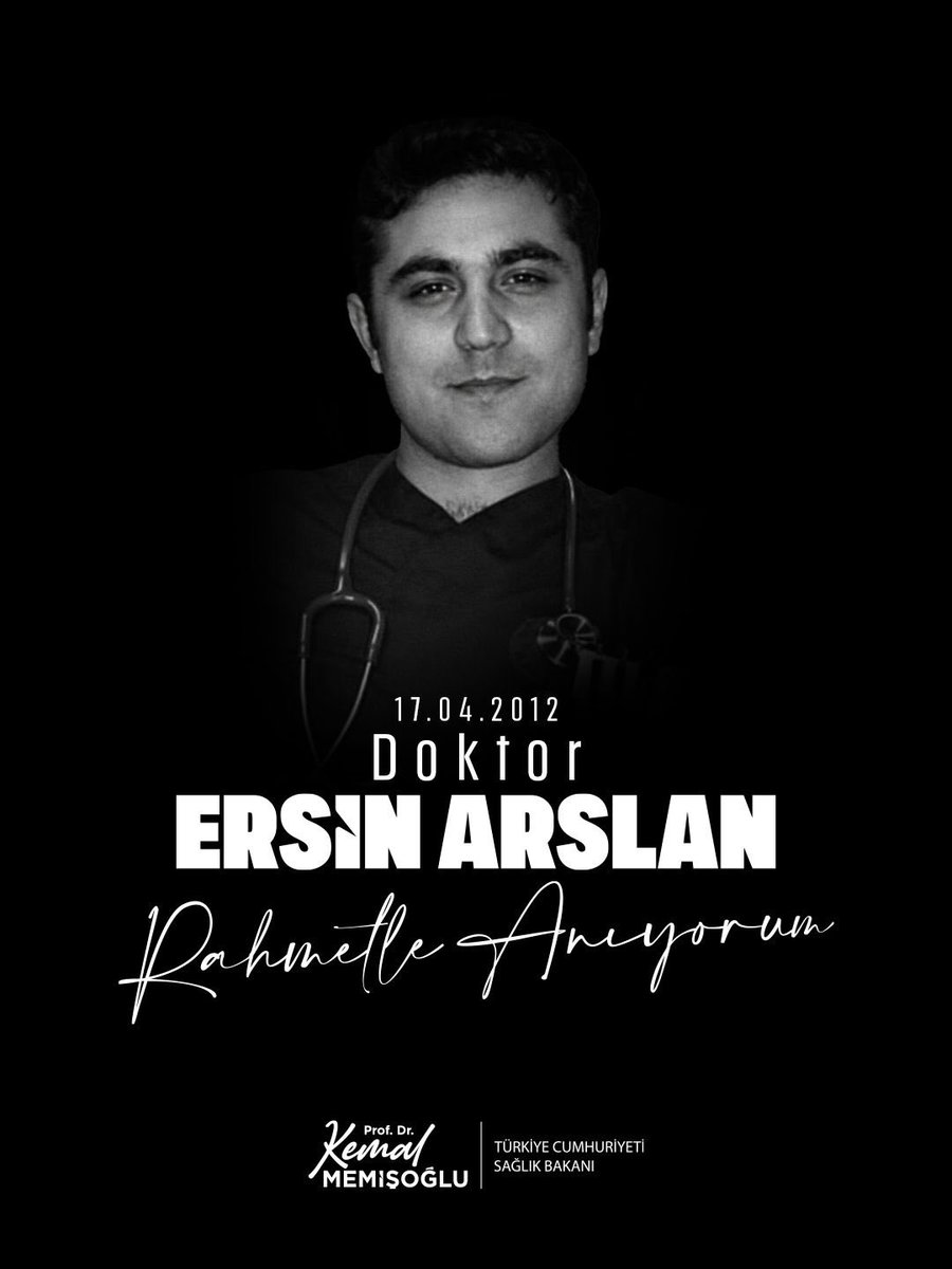 drmemisoglu's tweet photo. Meslektaşım, Dr. Ersin Arslan’ı aramızdan ayrılışının 14. seneidevriyesinde rahmetle anıyorum.

Başta sağlık ailemiz olmak üzere, şiddetin her türlüsü ile mücadele etmeye; iyiliğin ve şifanın yanında dimdik durmaya kararlılıkla devam edeceğiz. 

Ruhu şad, mekanı cennet olsun. https://t.co/rJUXjegiRC