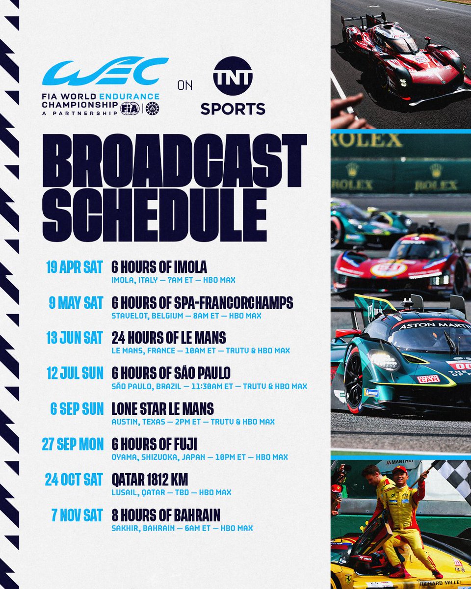 TNT Sports Acquires Multi-Year U.S. Broadcast Rights to FIA World Endurance Championship Races 🏎️

Full Release: press.wbd.com/us/media-relea…
