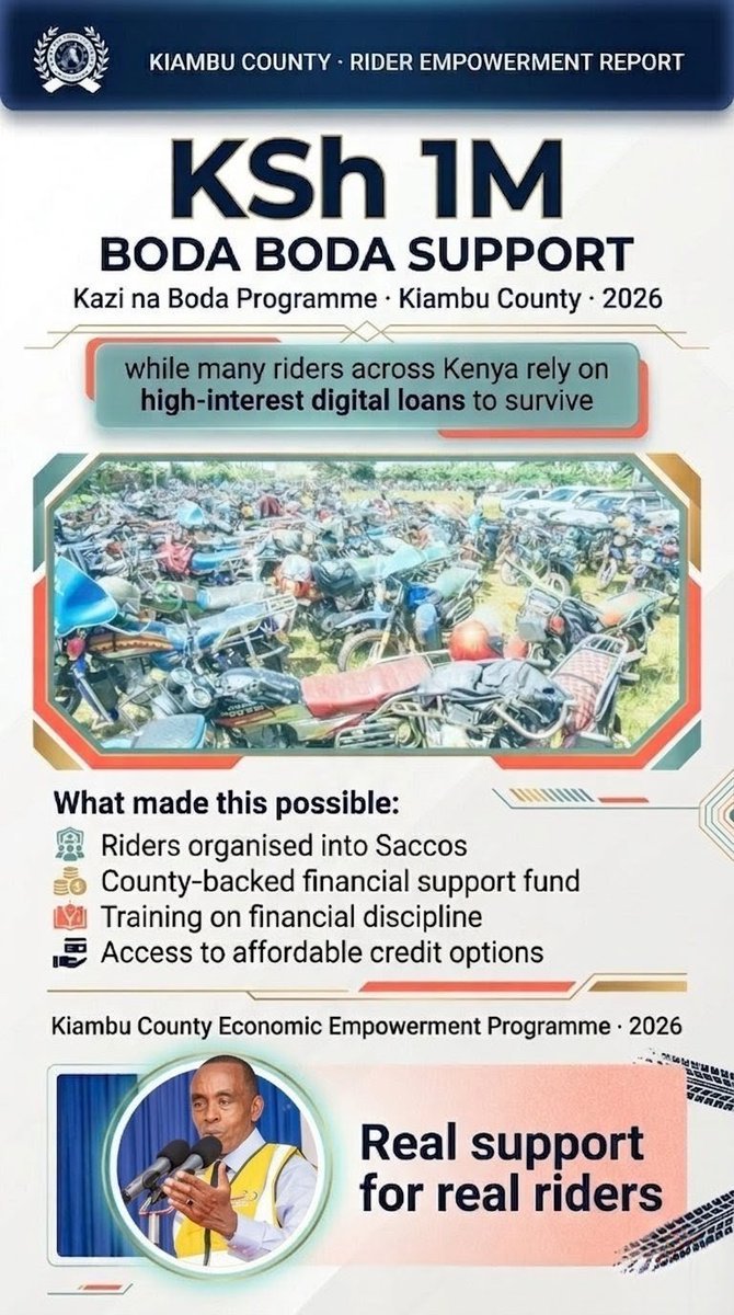 KinothiaJosee's tweet photo. If affordable loans were always possible, why were boda boda riders left to rely on exploitative apps? Governor Wamatangi’s Kazi na Boda initiative is raising uncomfortable questions. Who failed the sector? #ChukuaKura #KaziNdoHiyo #RohoNdioHio https://t.co/ZomvleQhsY