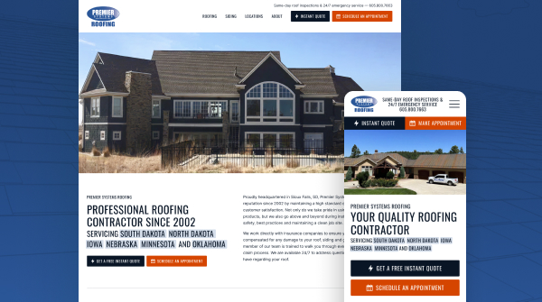 electricpulp's tweet photo. Every roofing project starts somewhere.

We created a website for Premier Systems Roofing, optimized around location and response time, so people can quickly find the roofing help they need and move forward without the guesswork.

Check it out: https://t.co/iTvMl7ub05 https://t.co/PFiBHh2DiY
