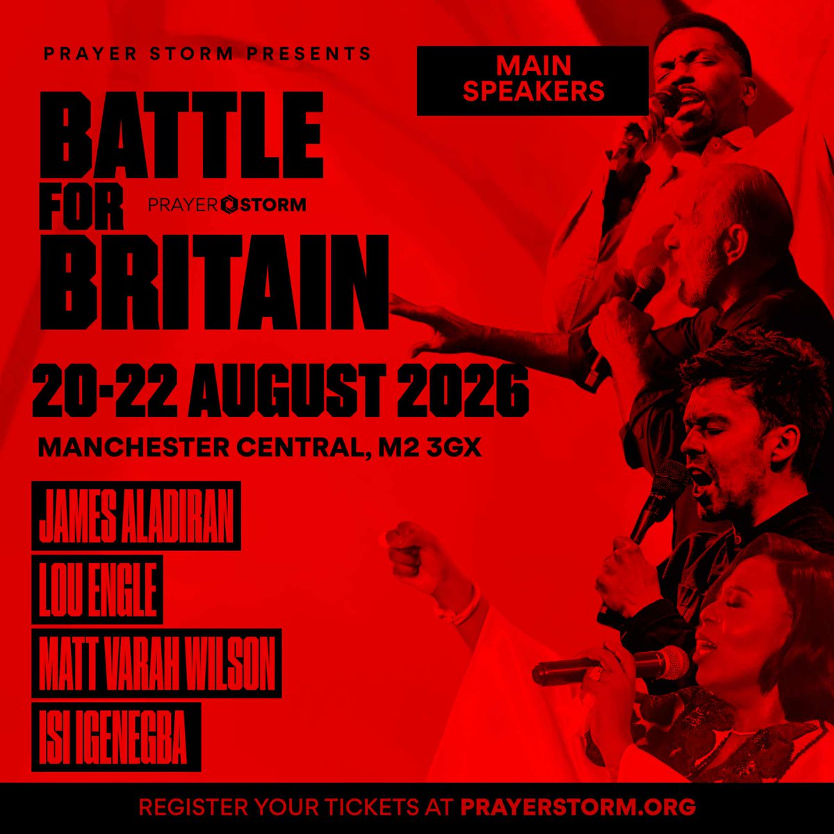 PrayerStormUK's tweet photo. BRITAIN, IT’S TIME FOR A SHIFT 🇬🇧🔥

Battle For Britain | 20-22 Aug 2026 | Manchester

A multi-generational gathering to pray, worship &amp; contend for the spiritual destiny of the UK 🔥

🎟️ https://t.co/oKsf1npK3M
🖥️ @PrayerStormTV

Will you take your place? https://t.co/fuEamNhsF6