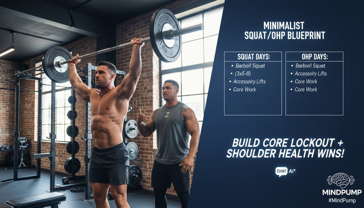 TranscriptedAI's tweet image. Expanding on Jay's switch: Z presses build core lockout for heavier standing loads + shoulder health wins. Minimalist squat/OHP blueprint inside! 💥🤯 Dive deeper &amp;amp; chat AI! #MindPump

transcripted.ai/episode/mindpu…