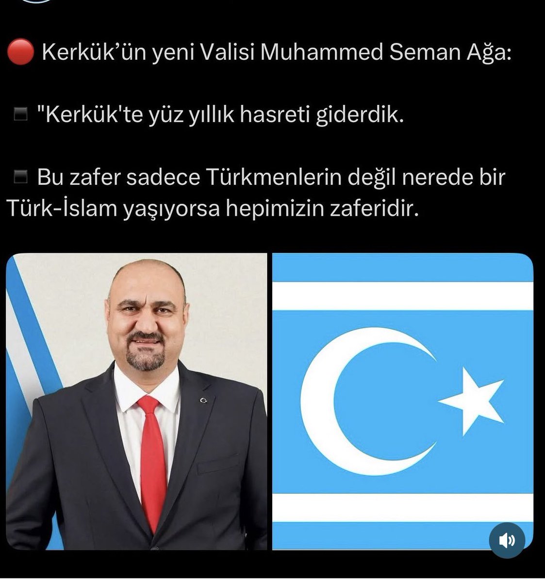 Kerkük’te 100 yıllık hasretimizi dindiren 
Başta  Reisimiz Sayın. Cumhurbaşkanımız <a href="/RTErdogan/">Recep Tayyip Erdoğan</a> ‘a 
Mhp Genel başkanı Türkmen beyimiz 
Sayın <a href="/dbdevletbahceli/">Devlet Bahçeli</a> ‘ye 
Şanlı Türkiye Cumhuriyeti Devletimize şükranlarımızı arz ediyoruz.
Rabbim Devletimizi korusun ve yüceltsin.
🇹🇷