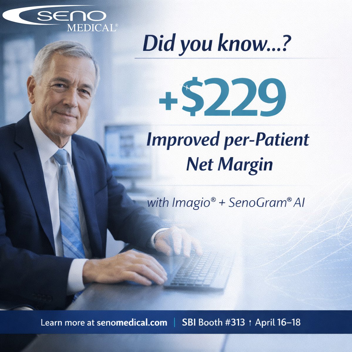 senomedical's tweet photo. What if you could deploy the latest technology PLUS tip the day-to-day financials in your favor?

#Imagio #SBI2026 #HealthcareInnovation #AIinHealthcare #HealthcareEconomics #breastcancer #BreastImagingInnovation #optoacoustics #photoacoustics https://t.co/0QcaD8ylJy