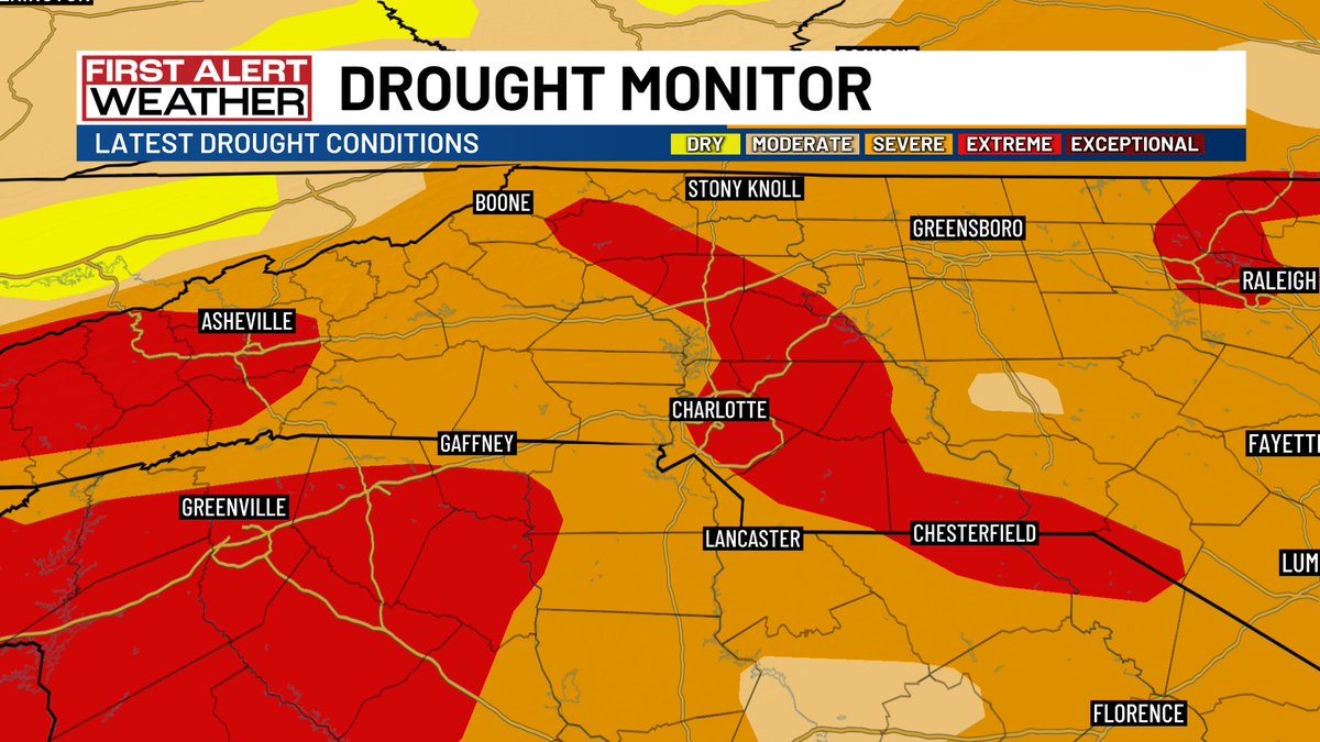 AlConklin's tweet image. #Drought across the #CLT region continues to worsen &amp;amp; water conservation measures are now encouraged. Only 2 of the past 19 months, going all the way back to Helene, have been wetter than average. Drought is likely to persist at least into the start of summer. #ncwx #scwx #cltwx