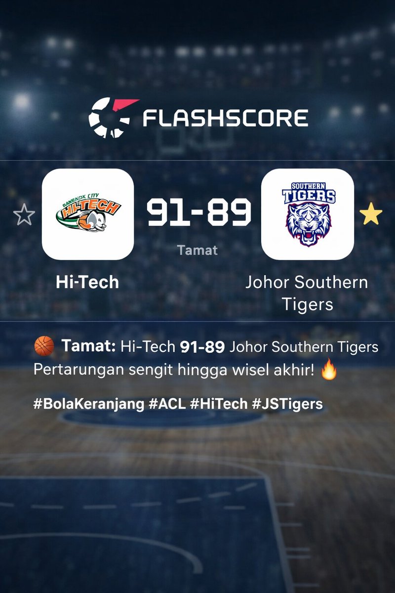 akmalarif90's tweet image. 🏀 Tamat: Hi-Tech 91-89 Johor Southern Tigers

Pertarungan sengit hingga wisel akhir! 🔥

#BolaKeranjang #ACL #HiTech #JSTigers