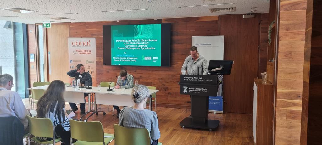 CONULTL's tweet photo. Our final session of the day begins with Mícheál Ó hAodha from University of Limerick and his talk on “Developing Age-Friendly Library Services in the Glucksman Library, University of Limerick: Current Challenges and Opportunities”
#CONULTL26 https://t.co/3tAdQSyNQV