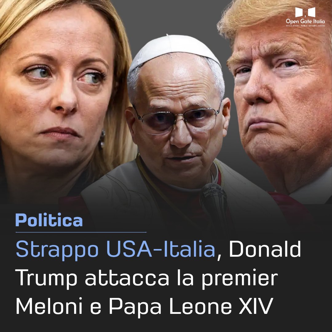 opengateitalia's tweet photo. 🔎 #WeeklyPills

Strappo USA-Italia: Trump attacca Meloni e Papa Leone XIV; nomine, effetto domino per Forza Italia tra Camera e governo; fine dell’era Orbán, Italia divisa; Bruxelles accelera sul cloud sovrano (appalto da 180 mln).

Il recap di #OGI👉https://t.co/3GDqYbZ9al https://t.co/eyj2FgMQso