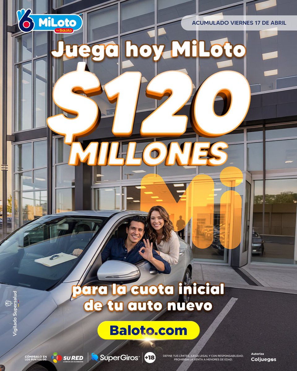 Baloto_Colombia's tweet image. 🚗✨ Ese #primer paso sí lo cambia todo… La cuota inicial de tu #carro, puede estar más cerca de lo que crees.

Hoy #MiLoto puede ser el comienzo de ese nuevo camino. 🍀

Juégalo aquí 👉 bit.ly/3JDQMcg

#NuevoCarro #PrimerPaso #JuegaEnLinea #HazLaJugada #BalotoColombia