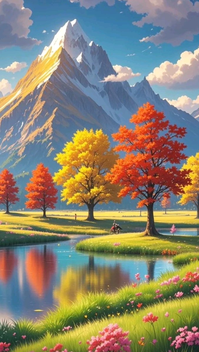 Cartoon13903422's tweet image. Autumn breeze + golden leaves = perfect afternoon stroll.  #FallVibes