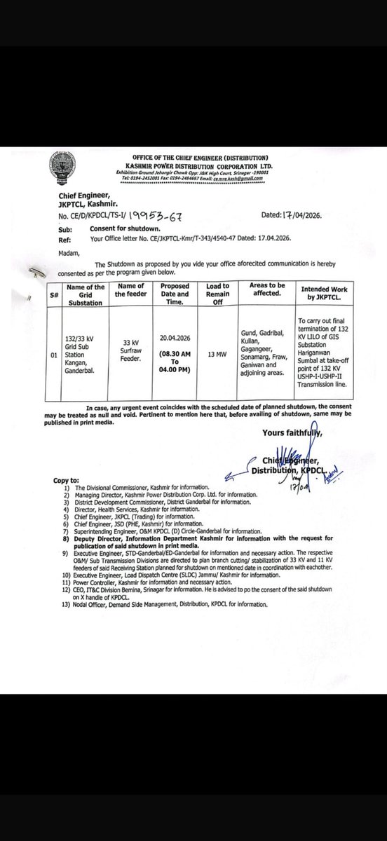 Sub Transmission Division Ganderbal (KPDCL) tweet media