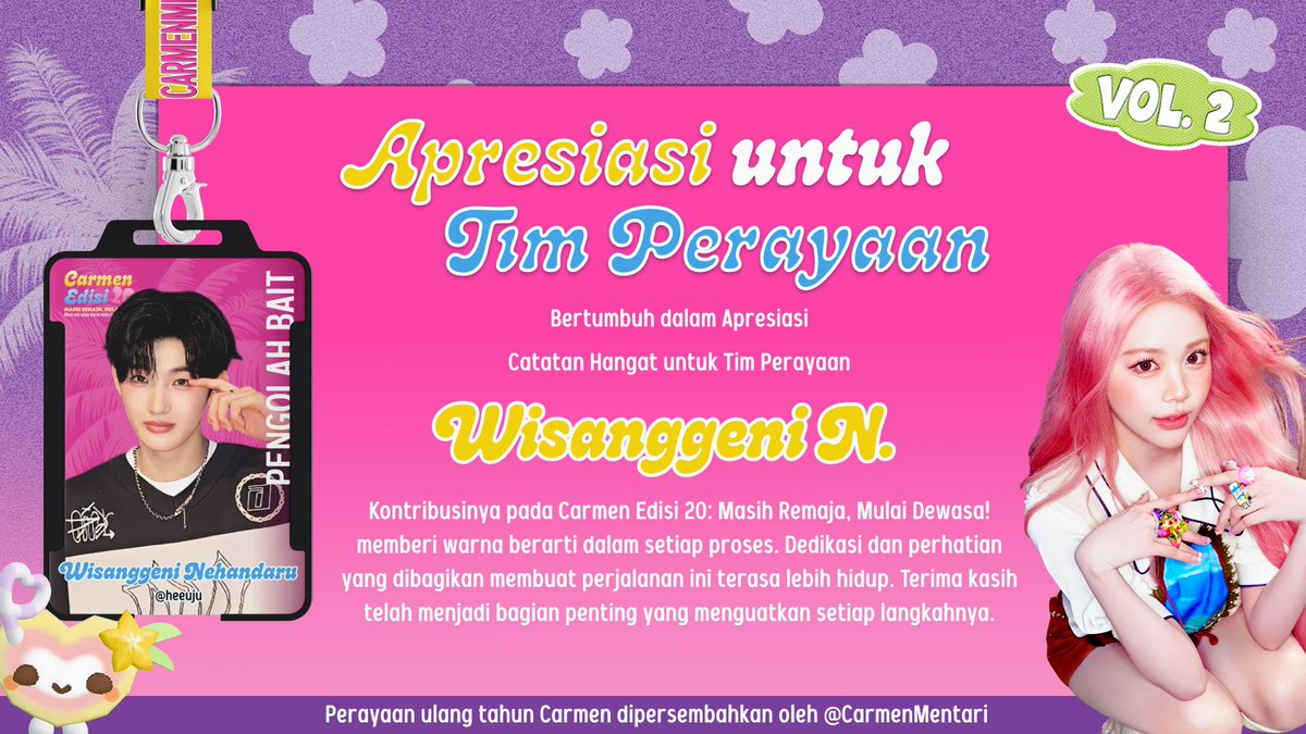 Heeuju's tweet photo. ౨ৎ Lembar perayaan resmi ditutup dengan penuh warna dan cerita seru. Aku, Wisanggeni Nehandaru dari Studio Narasi bersama Tim Perayaan menuntaskan perannya dalam 𝗖𝗮𝗿𝗺𝗲𝗻 𝗘𝗱𝗶𝘀𝗶 𝟮𝟬: 𝗠𝗮𝘀𝗶𝗵 𝗥𝗲𝗺𝗮𝗷𝗮, 𝗠𝘂𝗹𝗮𝗶 𝗗𝗲𝘄𝗮𝘀𝗮! 🌈 https://t.co/Pxniv1CMeD