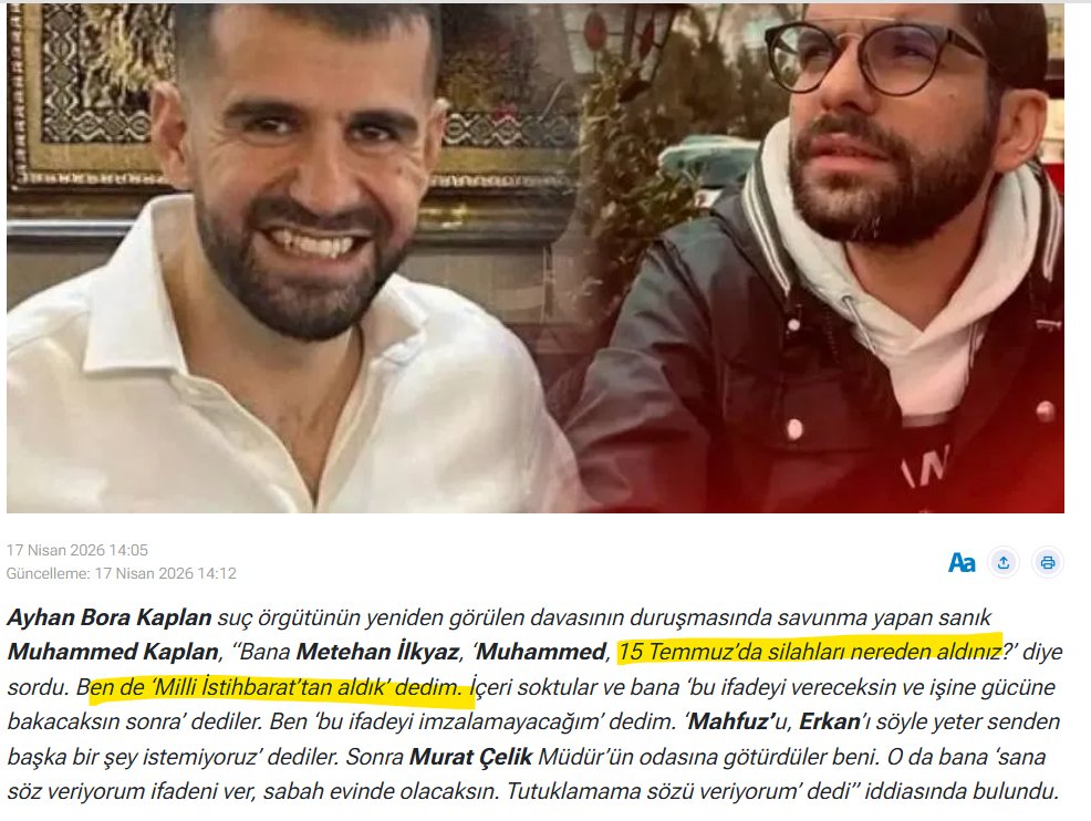 'Yerseniz' <a href="/RTErdogan/">Recep Tayyip Erdoğan</a> 15 Temmuz'u 'eniştesi'nden öğrendi. <a href="/HakanFidan/">Hakan Fidan</a> MİT'te Diyanet İşleri Başkanı ve Suriyeli muhalif liderle 'çorba kaşıklıyor'du. 

Uzun namlulu silahlar ve <a href="/suleymansoylu/">Süleyman Soylu</a> ile poz verenler o silahları MİT'ten aldıklarını artık saklamıyorlar.

Mafyayı