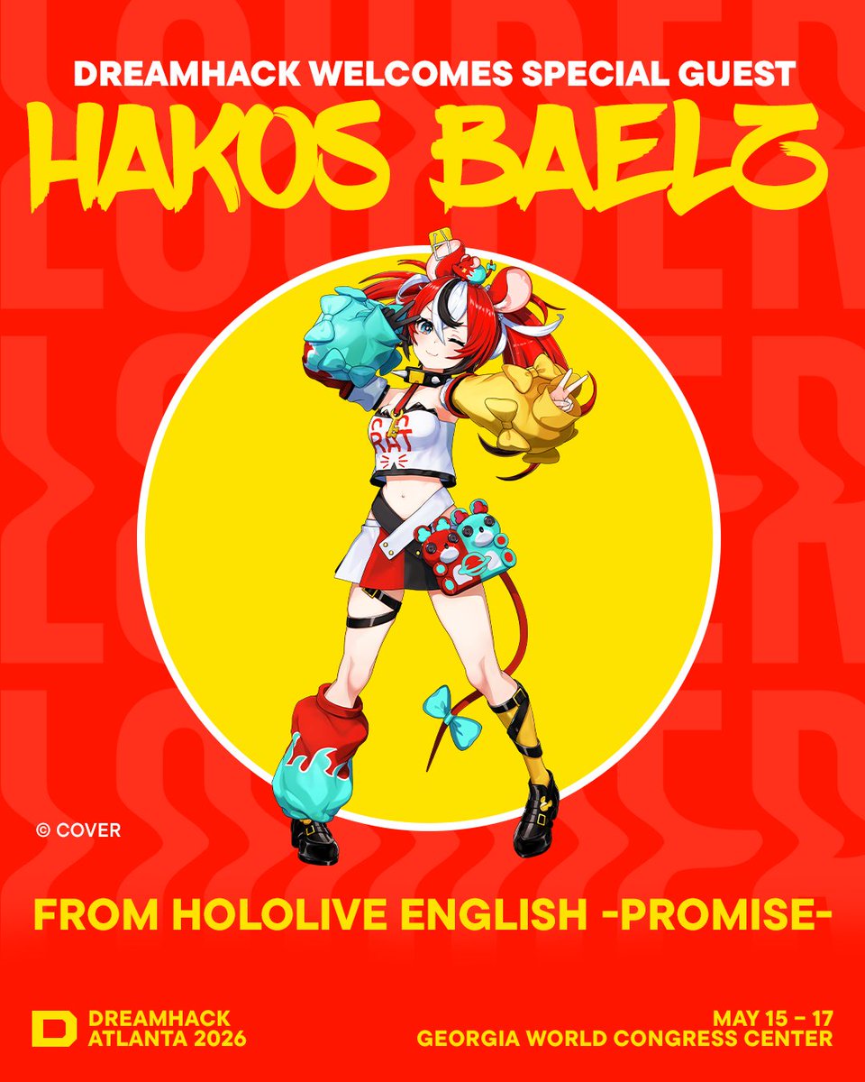 🎲Not everything needs a plan! 🎲

<a href="/hakosbaelz/">Hakos Baelz🎲holoEN</a> from hololive English -Promise- brings her chaos to Atlanta, the kind that spirals into something you can’t look away from 👀

You’re going to want a seat for the SUPER KARAOKE PARTY ;) And yours is guaranteed with the DreamHack x