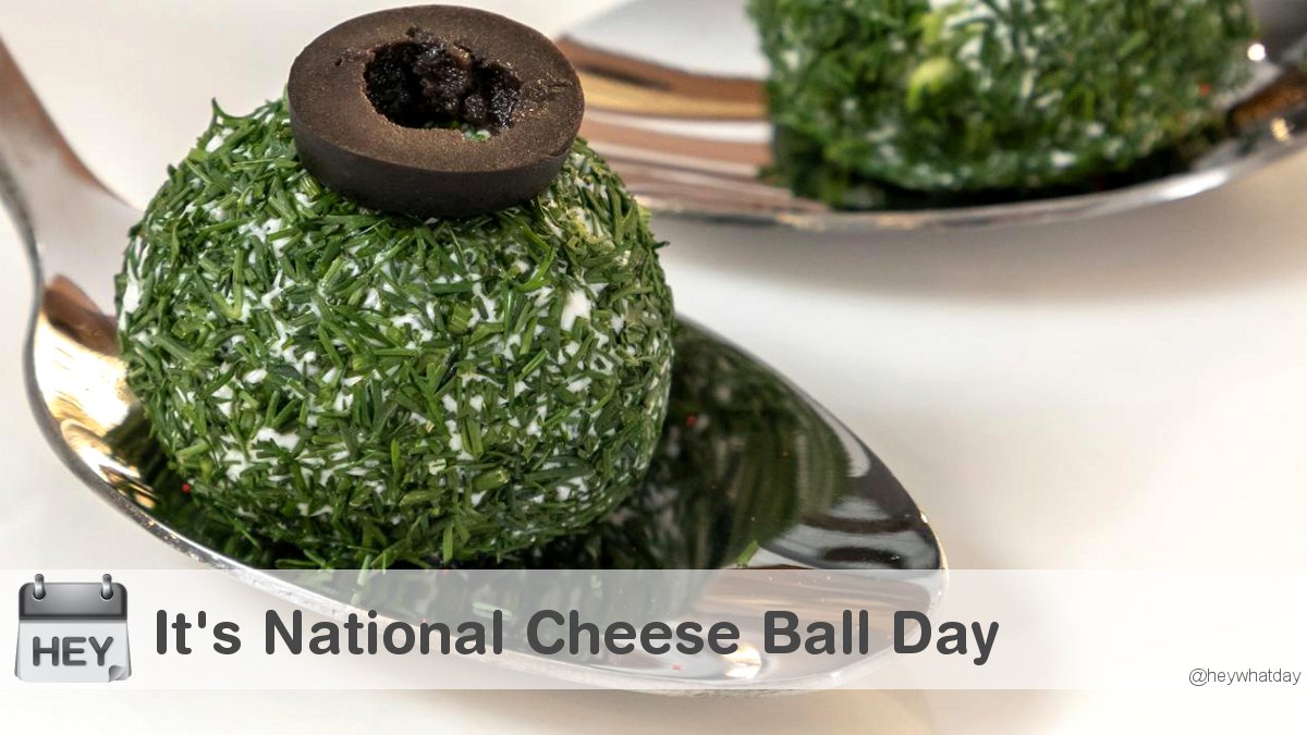 HeyWhatDay's tweet image. It's National Cheese Ball Day! 
#NationalCheeseBallDay #Cheese #CheeseBallDay