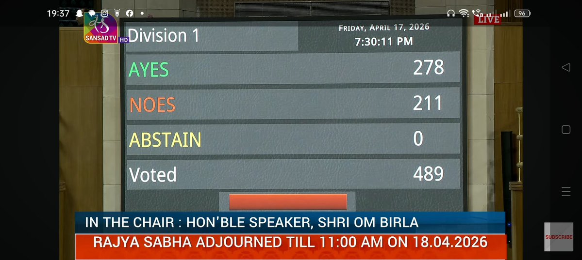 cglmains's tweet image. परिसीमन से जुड़ा संविधान संशोधन बिल संसद के पास नहीं हुआ.

सरकार को पर्याप्त वोट नहीं मिल पाए.
#Bill