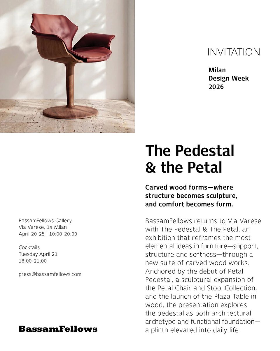 SuiteWood's tweet photo. We hope to see you in Milan next week at the Gallery of @bassamfellows https://t.co/xMl8cFjI4W