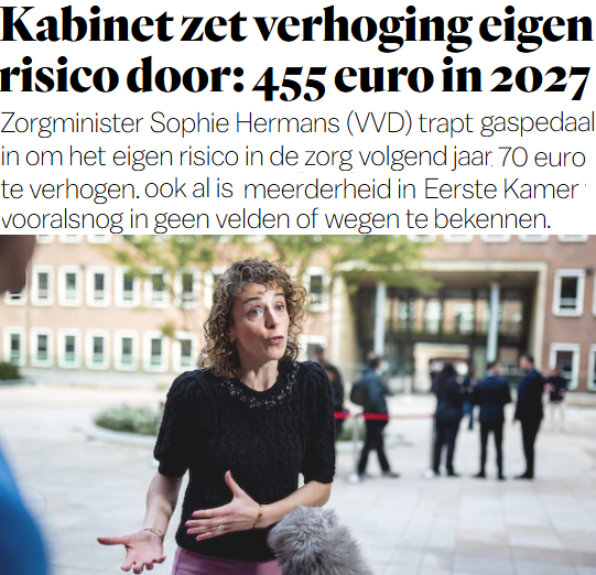 Matthijs85's tweet image. VVD-minister Sophie Hermans probeert verhoging eigen risico door te drukken. Ook al missen daarvoor 14 zetels in de Eerste Kamer 🤨 #VVD #zorg