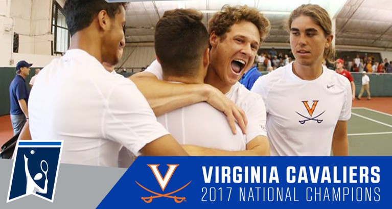 UVAFlashback's tweet photo. On This Date in UVA Sports History...
May 23, 2017: @UVAMensTennis wins its third straight NCAA Championship, and fourth in five years, with a 4-2 victory over North Carolina. J.C. Aragone and Collin Altamirano were named to the all-tournament team.
The victory was the last at UVA for head coach Brian Boland, who went on to a position with the US Tennis Association after the season.
🔶🏆🔷