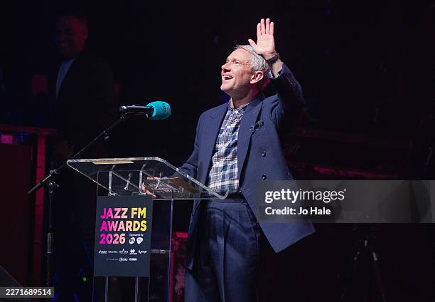 #MartinFreeman👱🏻‍♂️✨🇬🇧💖😍🥰 announces UK Jazz🎷🎼 Actor of the Year winner during the Jazz FM Awards 2026 on April 16, 2026 in London, England. 
(Photos by Jo Hale/Getty Images)
