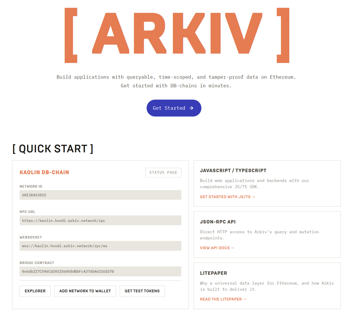 arkivnetwork's tweet photo. This weekend we shall mostly be building Web3 Databases using the new [ ARKIV ] docs portal, care to join? 

🔗 https://t.co/kqUfRI363E 

Build applications with queryable, time-scoped, and tamper-proof data on Ethereum. Get started with DB-chains in minutes. https://t.co/rrzHoOHkjY