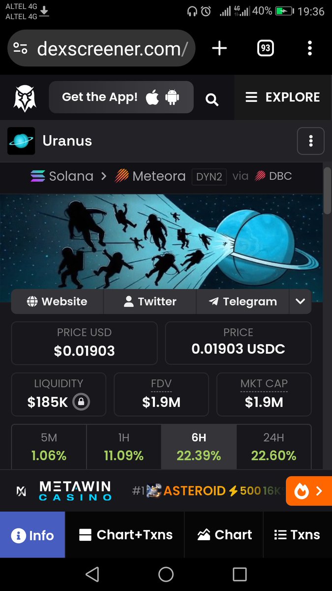 Watching $uranus

What if it breaks ath when market is back and kols are out?