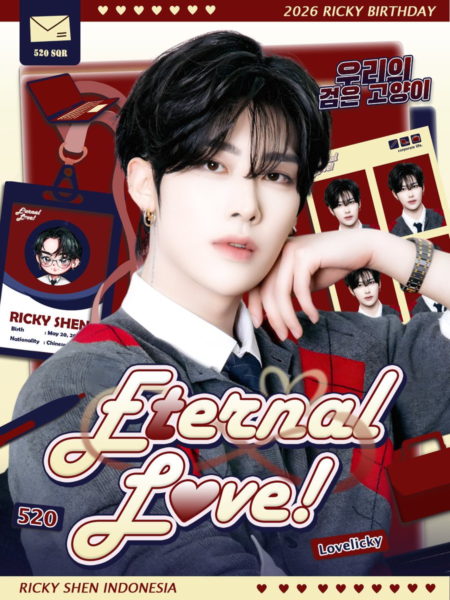 RickyShenINA's tweet photo. [2026 RICKY BIRTHDAY PROJECT]

♡✧˚ ༘ 𝙀𝙩𝙚𝙧𝙣𝙖𝙡 𝙇𝙤𝙫𝙚 ⋆｡♡˚ – Cafe Event in Jakarta

📍: Cups, Blok M
📆 Date: May 24, 2026
⏰ Time: 13.00-18.00 
💸 HTM: Rp75.000 (drink + inclusions)
➕️Rp15.000 to add pastry

🖇 RSVP: https://t.co/rY8VjU8Bkc
📂 RSVP open until May 9, 2026
🔼 Details on pict.

Ready for celebrate 우리의 검은 고양이 birthday⁉️🍾🎉🐈‍⬛

#EternalLove_forRicky
#RICKY #리키 #沈泉锐 #リッキー