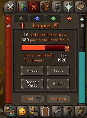 after my first day on leagues, almost to my first region after karamja and tier 4 relic