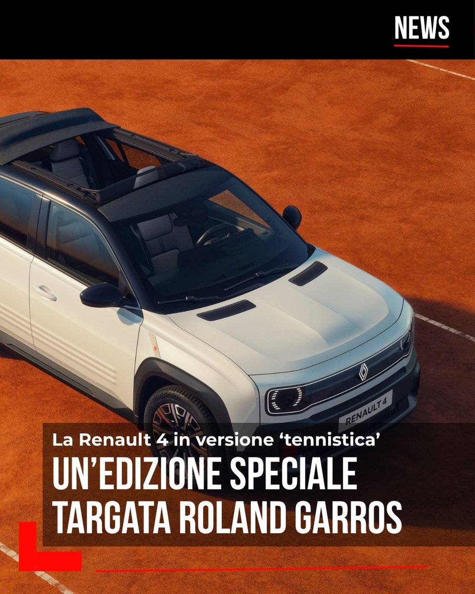 motorionline's tweet image. #Renault lancia la 4 E-Tech Roland Garros: serie speciale con cerchi da 18”, tetto apribile in tessuto e dettagli esclusivi

Debutto commerciale in autunno

Riuscirà a conquistare il pubblico?

motorionline.com/renault-4-e-te…