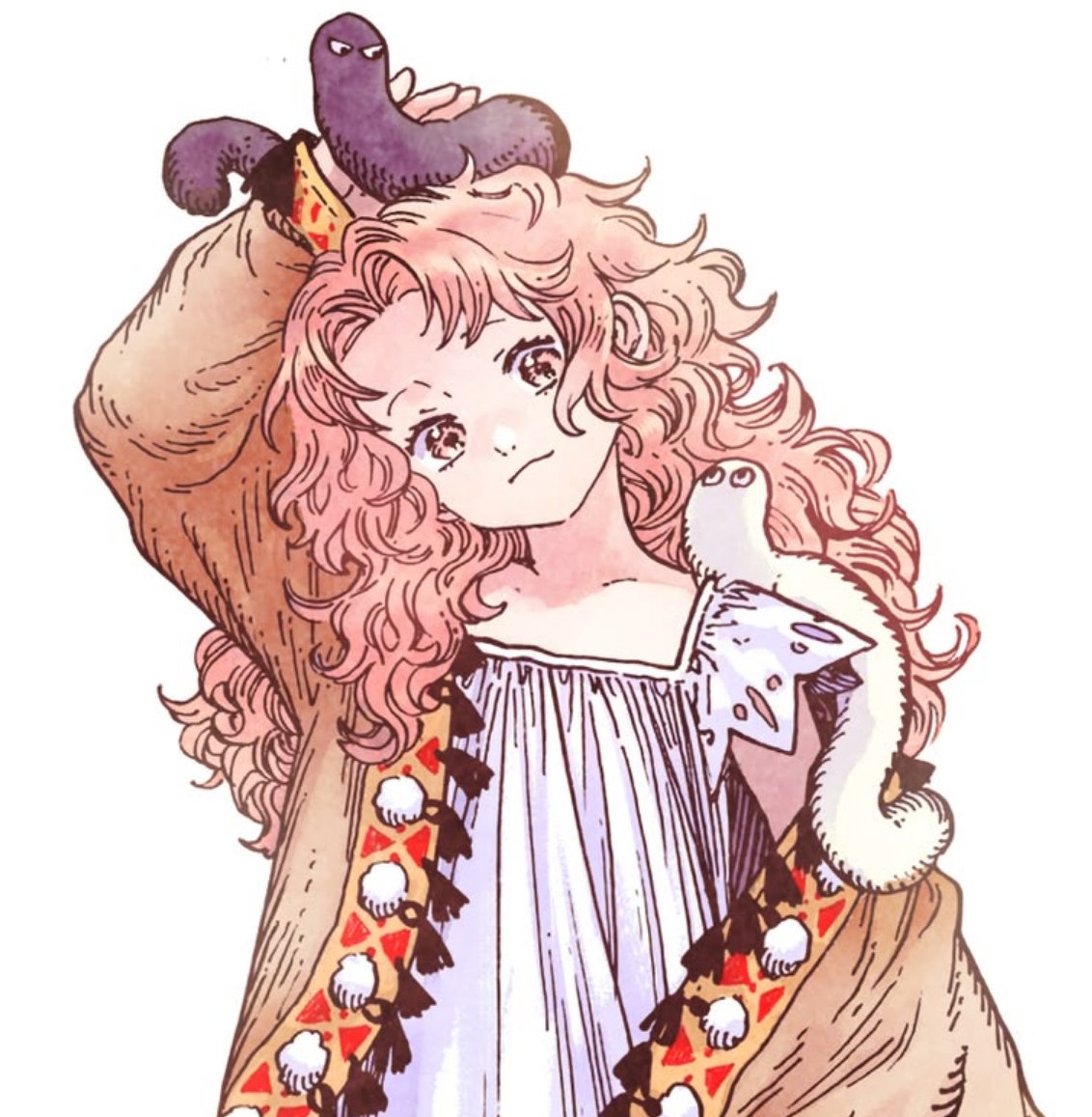 the illustration of tetia with her hair untied always makes me feel so tender that's my pink daughter